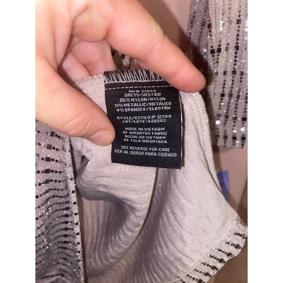 Morgan & Co. Mauve Silver Sequin Long Sleeve Midi Dress Glam New Years Party - Picture 4 of 5